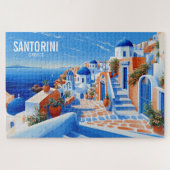 Insel Santorin Illustration | Art der Reise Puzzle (Horizontal)