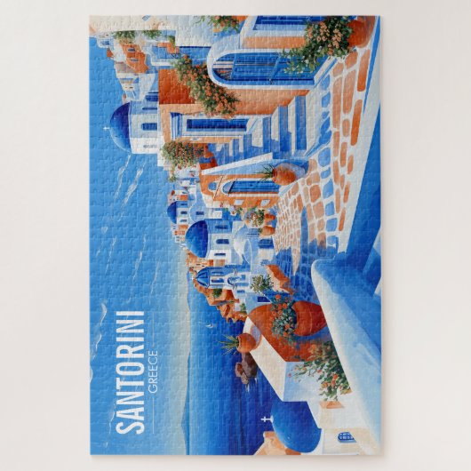 Insel Santorin Illustration | Art der Reise Puzzle (Vertikal)