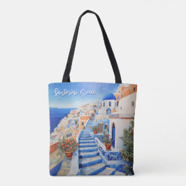 Insel Santorin Illustration | Art der Reise Tasche
