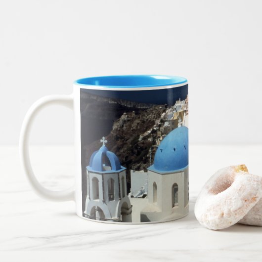 Insel Santorini Griechenland Tasse (Mit Donut)