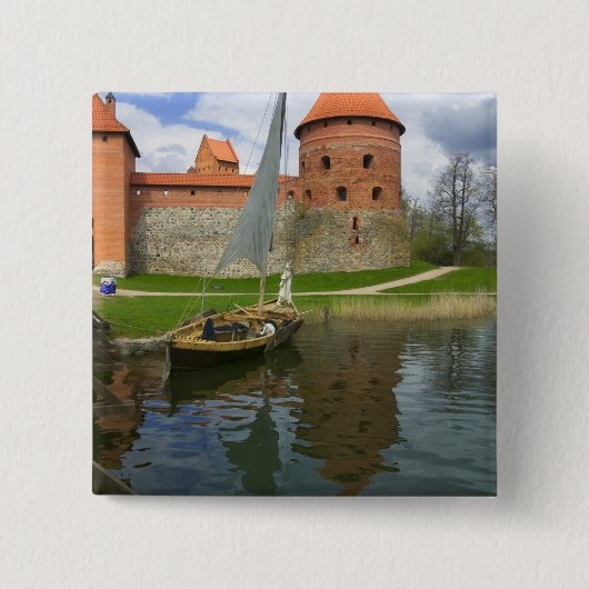 Insel Schloss am Galvesee, Trakai, Litauen Button (Vorderseite)