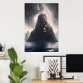 Insel Skull im Meer | AI Art Poster (Heimbüro)