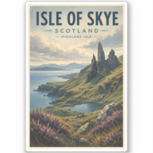 Insel Skye Schottland Landschaft Reise Kunst Retro Aufkleber