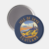 Insel Skye Schottland Retro Distressed Circle Magnet (Vorderseite/Rückseite)