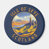 Insel Skye Schottland Retro Distressed Circle Magnet (Vorne)