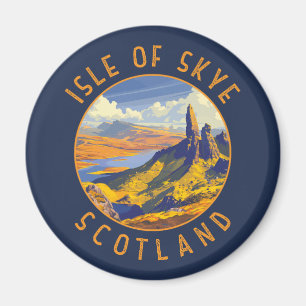 Insel Skye Schottland Retro Distressed Circle Magnet
