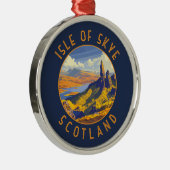Insel Skye Schottland Retro Distressed Circle Ornament Aus Metall (Rechts)
