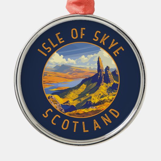 Insel Skye Schottland Retro Distressed Circle Ornament Aus Metall (Vorne)