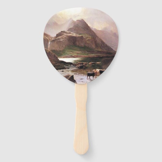 Insel Skye Scotland Lake Mountains Kühe Hand Fan Fächer (Rückseite)