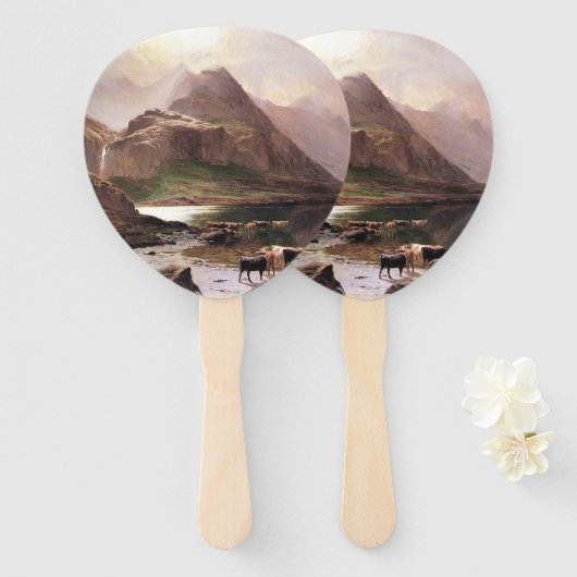 Insel Skye Scotland Lake Mountains Kühe Hand Fan Fächer (Vorne und Hinten)