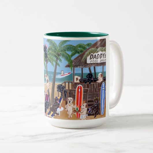 Insel-Sommer-Ferien Labradors Zweifarbige Tasse (VorderseiteRechts)