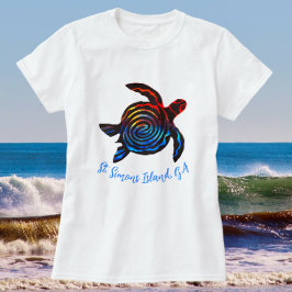 Insel St. Simons GA Farbenfrohe Meeresschildkröte  T-Shirt
