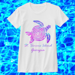 Insel St. Simons GA Lebhaftes Meeresschildkröte T-Shirt
