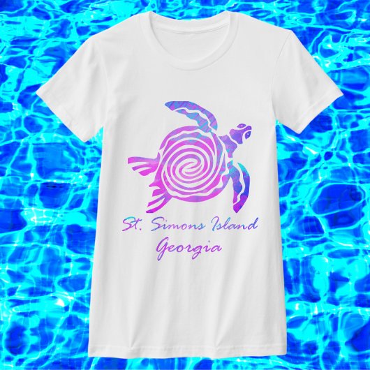 Insel St. Simons GA Lebhaftes Meeresschildkröte T-Shirt