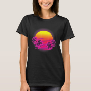Insel-Strandleben Electro Retro Sonnenuntergang Li T-Shirt