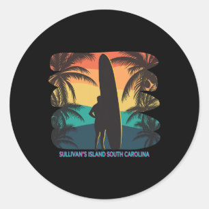 Insel Sullivan South Carolina Sc Palm Tree Surf Runder Aufkleber