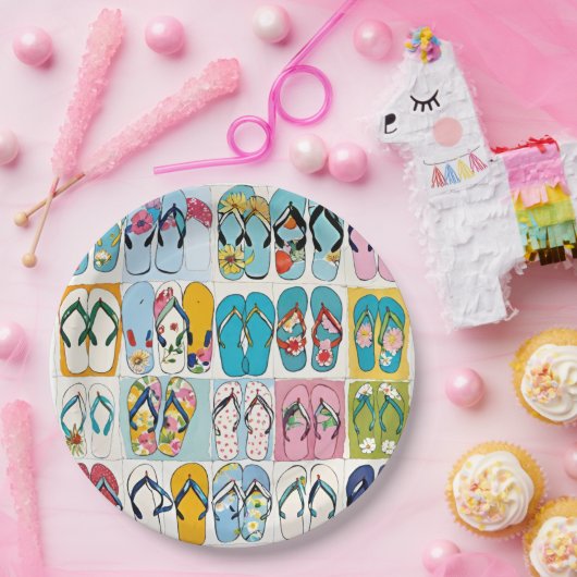 Insel Summer Beach Urlaub Floral Flip Flops Pappteller (Party)