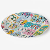 Insel Summer Beach Urlaub Floral Flip Flops Pappteller (Schrägansicht)