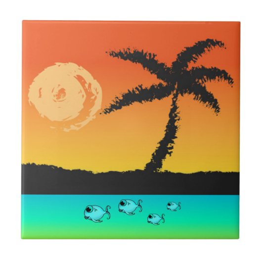 Insel Sunset Fliese (Vorderseite)