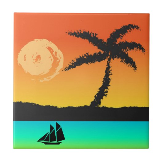 Insel Sunset Fliese (Vorderseite)