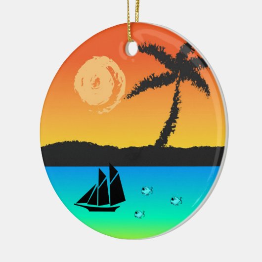 Insel Sunset Keramikornament (Links)