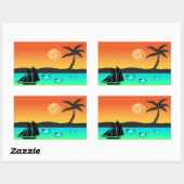 Insel Sunset Rechteckiger Aufkleber (Blatt)