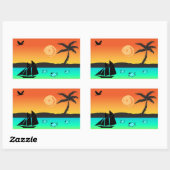 Insel Sunset Rechteckiger Aufkleber (Blatt)