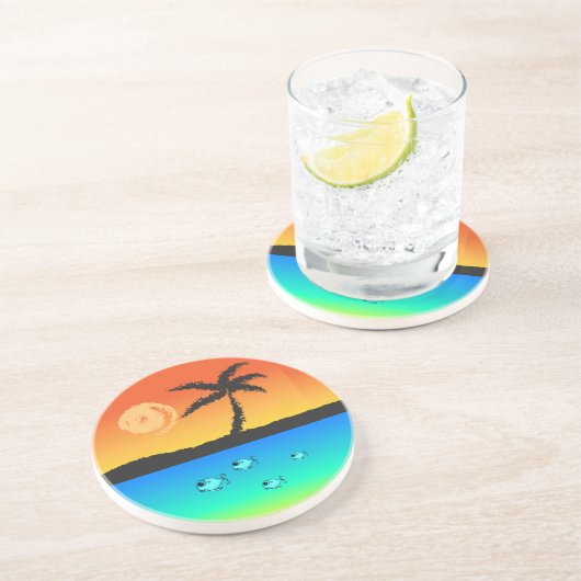 Insel Sunset Sandstein Untersetzer (Seite)