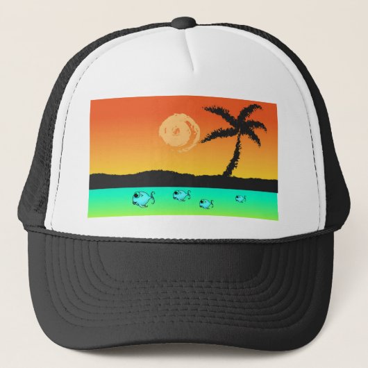 Insel Sunset Truckerkappe (Vorderseite)