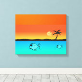 Insel Sunset Wrapped Canvas Leinwanddruck (Insitu (Holzboden))
