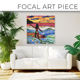 Insel Surfer Sonnenuntergang am Strand Leinwanddruck