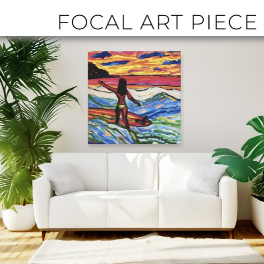 Insel Surfer Sonnenuntergang am Strand Leinwanddruck