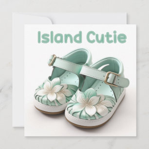 Insel Süsse Baby Girl Mint Hawaiian Schuhe Leere Feiertagskarte