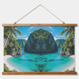 Insel Träume auf der Mauer Wandteppich Mit Holzrahmen