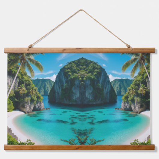 Insel Träume auf der Mauer Wandteppich Mit Holzrahmen (Vorne)