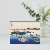 Insel Tsukuda in der Provinz Musashi (von Hokusai) Postkarte (Stehend Vorderseite)