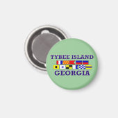 Insel Tybee Wasserflagge - Rundmagnet Magnet (Vorderseite/Rückseite)