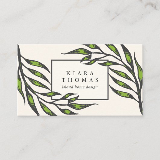 Insel Vintag Botanisch Visitenkarte (Vorderseite)