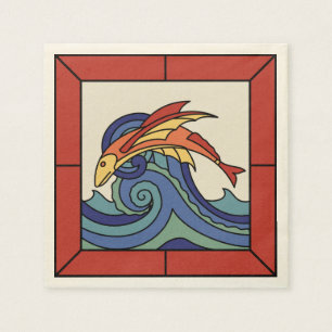 Insel-Vintage Fliegen-Fisch-Fliese Sankt Catalina Serviette