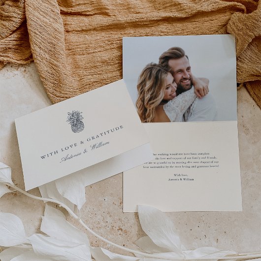 Insel Vintages Ananas Hochzeitsfest Foto Dankeskarte