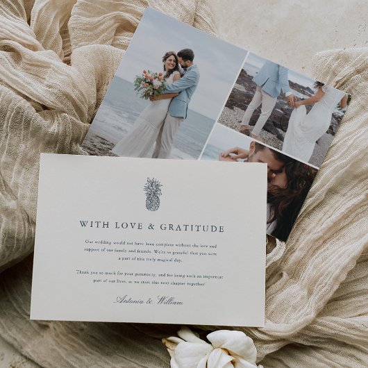 Insel Vintages Ananas Hochzeitsstich Multi-Foto Dankeskarte