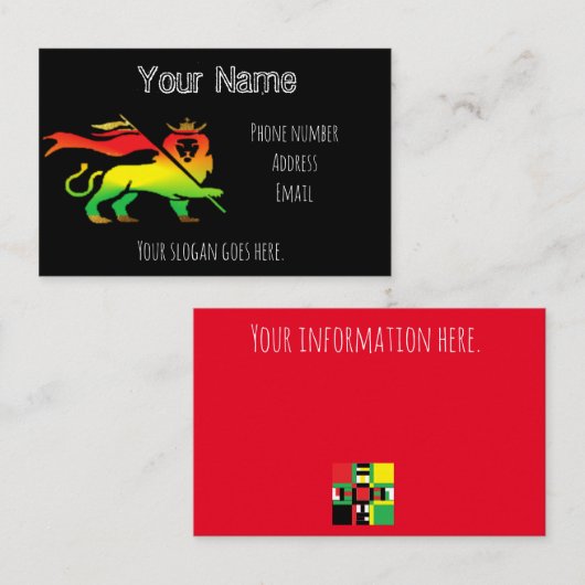 Insel Visitenkarte, Rasta Lion Visitenkarte (Vorne/Hinten)