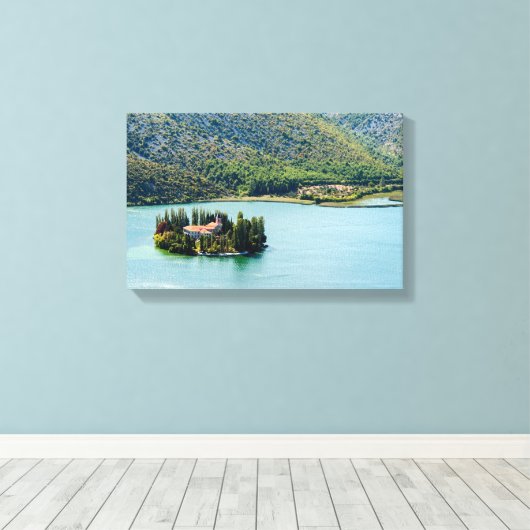 Insel Visovac Kloster in Krka NP - Kroatien Leinwanddruck (Insitu (Holzboden))
