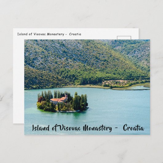 Insel Visovac Kloster in Krka NP - Kroatien Postkarte (Vorne/Hinten)