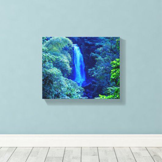 Insel Wasserfall Leinwanddruck (Insitu (Holzboden))