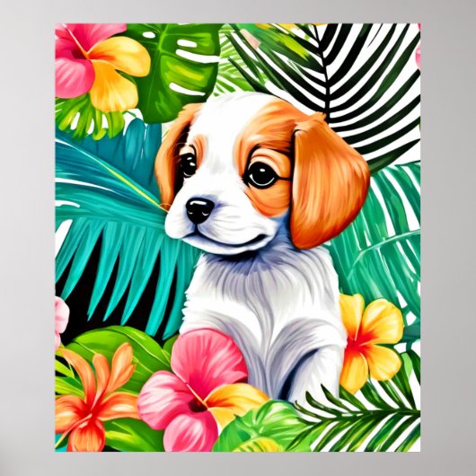 Insel Welpe: Blumenfreund Poster (Vorne)
