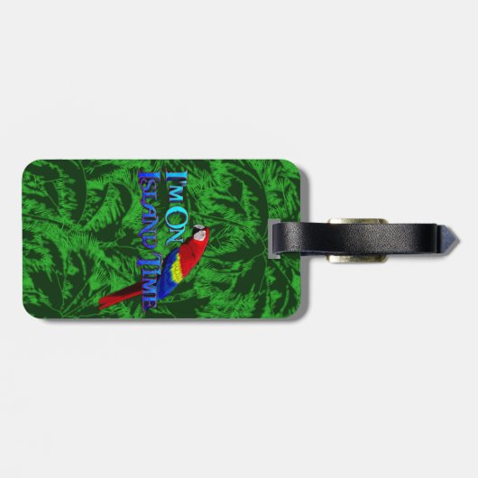 Insel-Zeit-Papagei Gepäckanhänger (Rückseite horizontal)