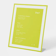 Insel-Zitrus-Minimalist-Hochzeit Bar-Podest-Schild