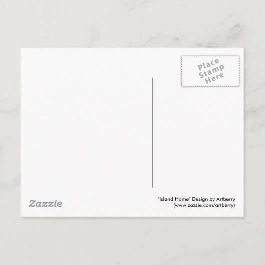 Insel Zuhause, wir sind umgezogen Ankündigungspostkarte (Rückseite)