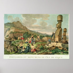 Inselbewohner und Monumente von Osterinsel Poster